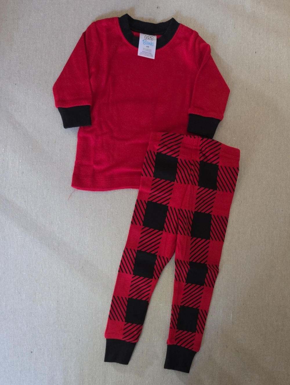 New! Red and Black Buffalo Plaid Kids Pajama Set
